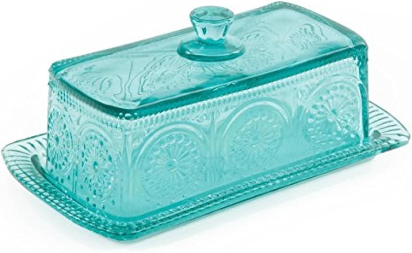 Adeline Glass Butter Dish - Teal