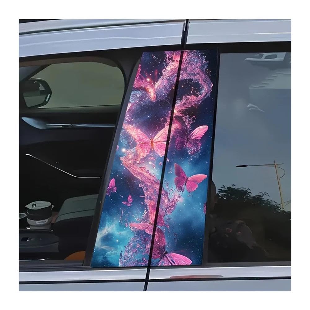 Bertdcx One Color Galaxy Pink Butterfly Car Stickers Self Adhesive Waterproof And Scratch Resistant Auto Parts