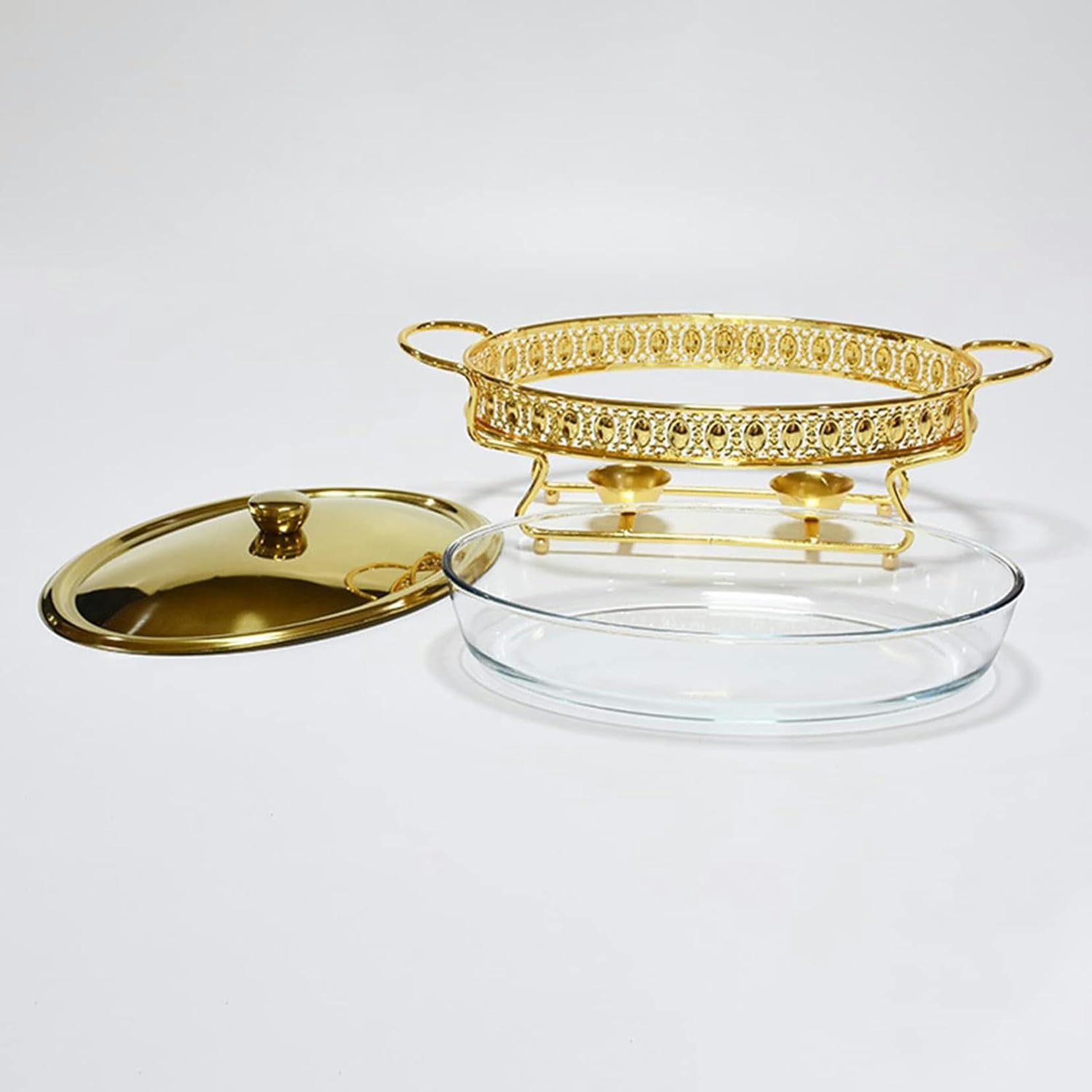 Set da Buffet con scaldavivande Chef, Mini pentola Calda in Acciaio Inox per Catering e Buffet, per Matrimoni, Feste e Banchetti (Argento 1,5 l)