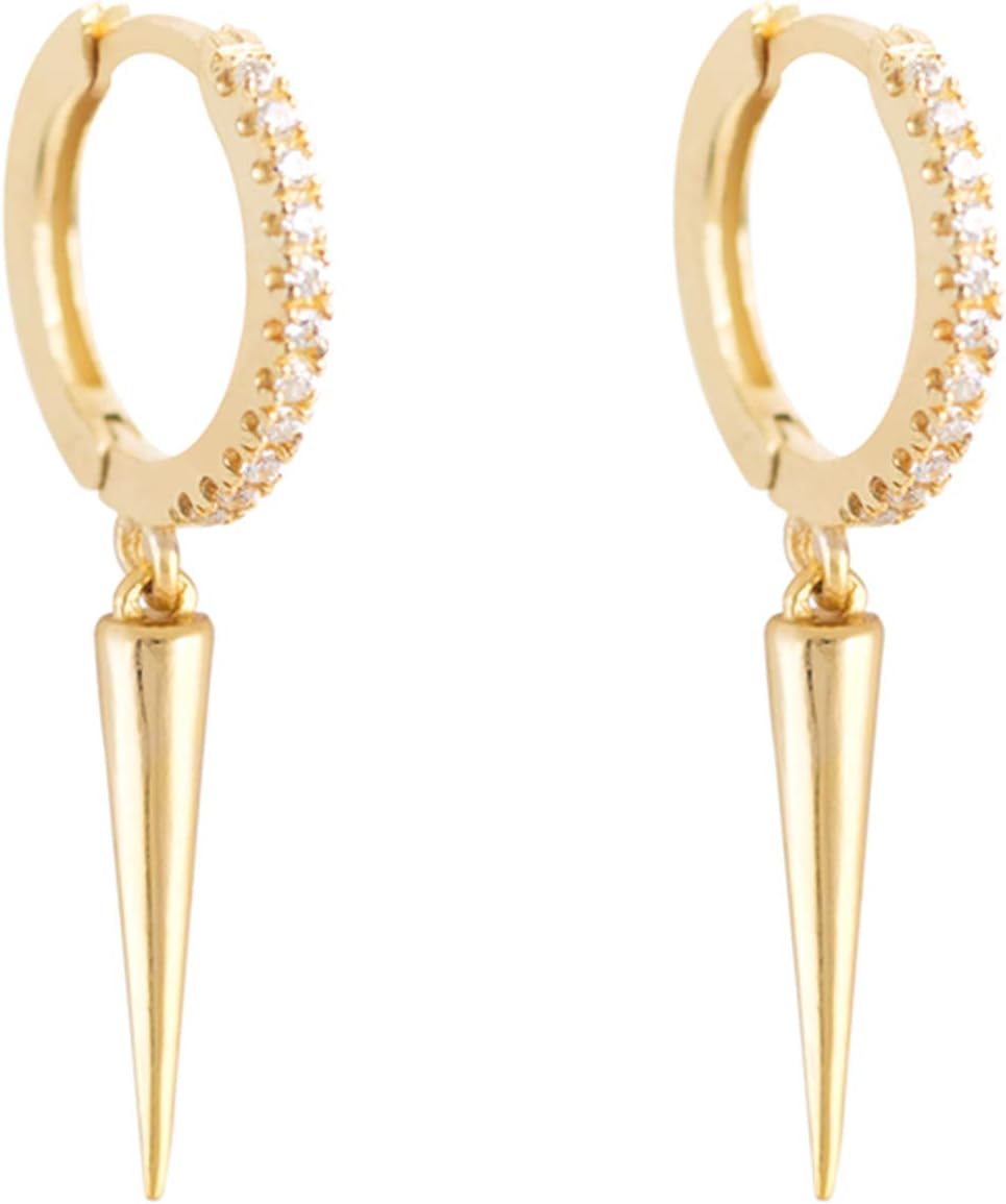 VACRONA Gold Cuff Earrings Huggie Earrings for Women 14k Gold Plated Small Huggie Hoop Earrings, Metal, Cubic Zirconia