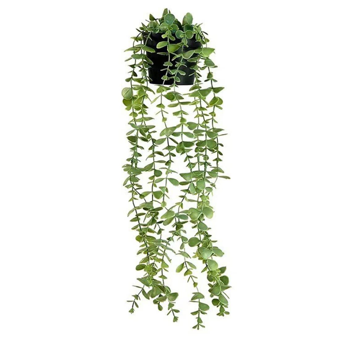 AwnsIMfreien Artificial Hanging Plants Indoor Outdoor in Pot Potted Plants Plastic Faux Plant for Wall Decor Eucalyptus 56cm, Potted