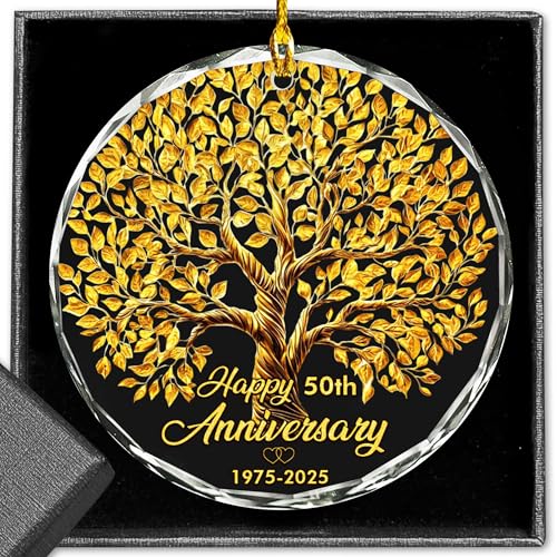 50th Anniversary Glass Ornament, 50th Wedding Anniversary Gifts; 50th Anniversary Keepsake For...