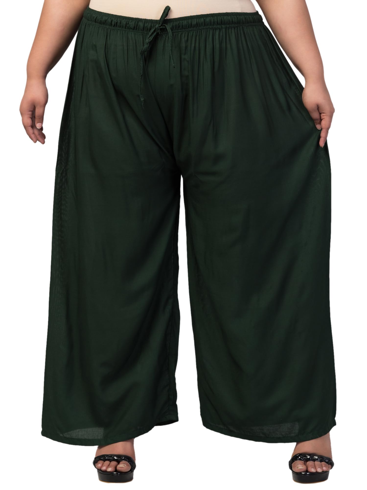 Women's Palazzo Pants, High Waist Wide Leg Flared Trousers, Soft Breathable Fabric, Elastic Waist, Casual and Office Wear for Women and Girls-picture-48