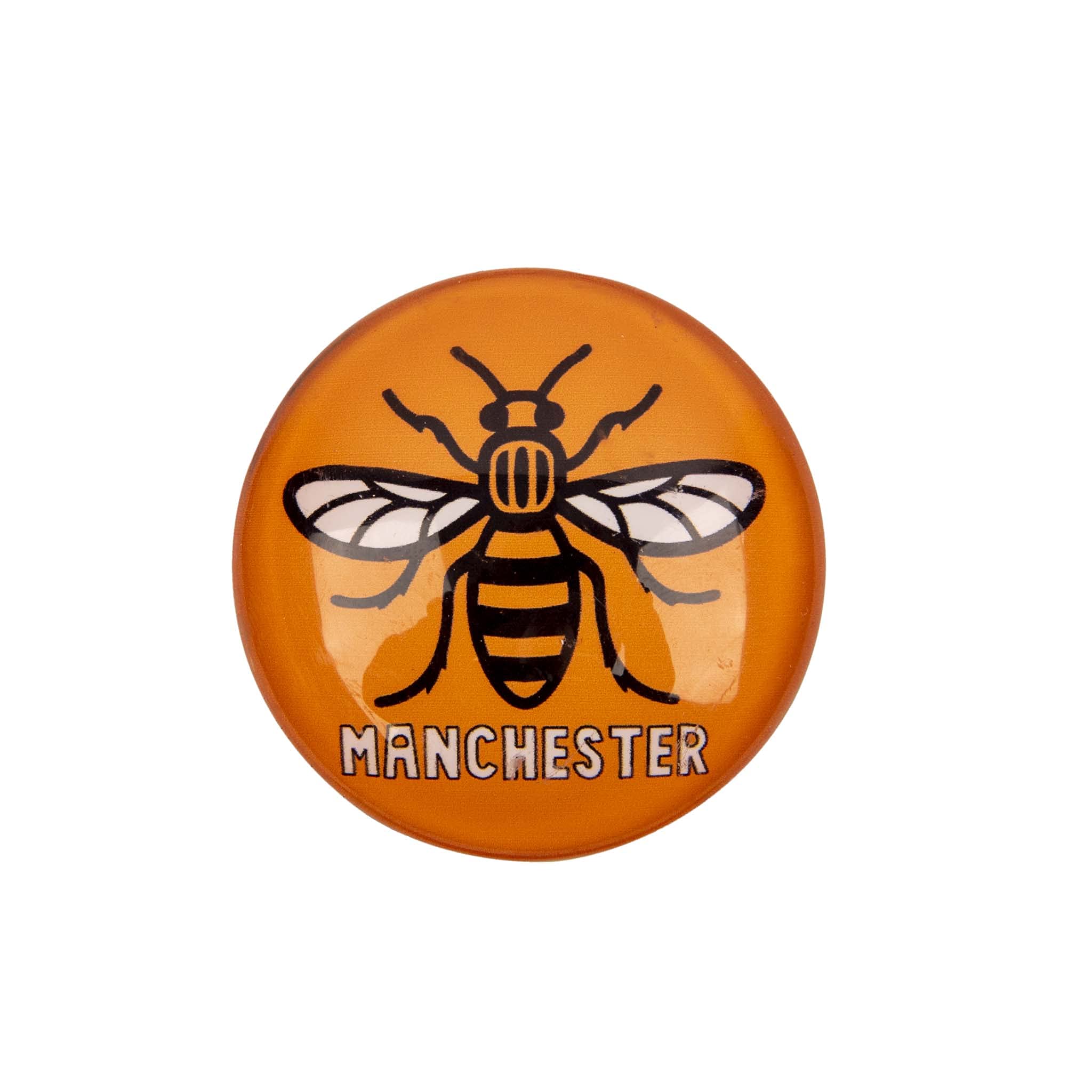 Big City Crystal Fridge Magnet Union Jack British Manchester Bee Liverpool Birmingham Newcastle Round (Manchester Bee Yellow)