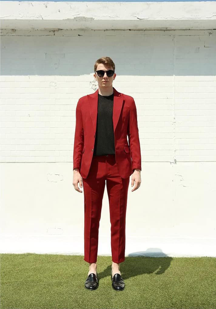 Uomo Peak Risvolto Vestito Due Pezzi Giacca e Pantaloni Formale attività di Lavoro