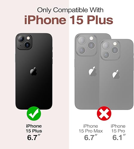 Miniatura 2 de WeLoveCase Funda tipo cartera para iPhone 15 Plus con tarjetero y espejo oculto integrado, con protección resistente a prueba de golpes para iPhone