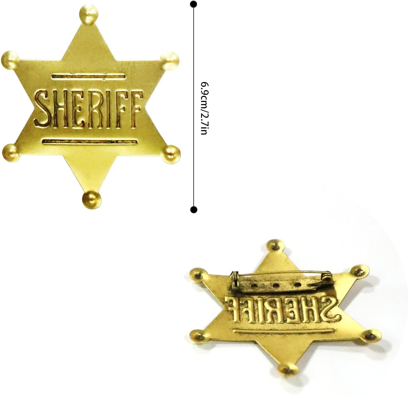 Dohia Sheriff Badges Deputy Children's Sheriff Badge Brooch Western Toy Sheriff Badge Brooch for Adults Boys Girls Party Costume Play Props D1-LJXHZ