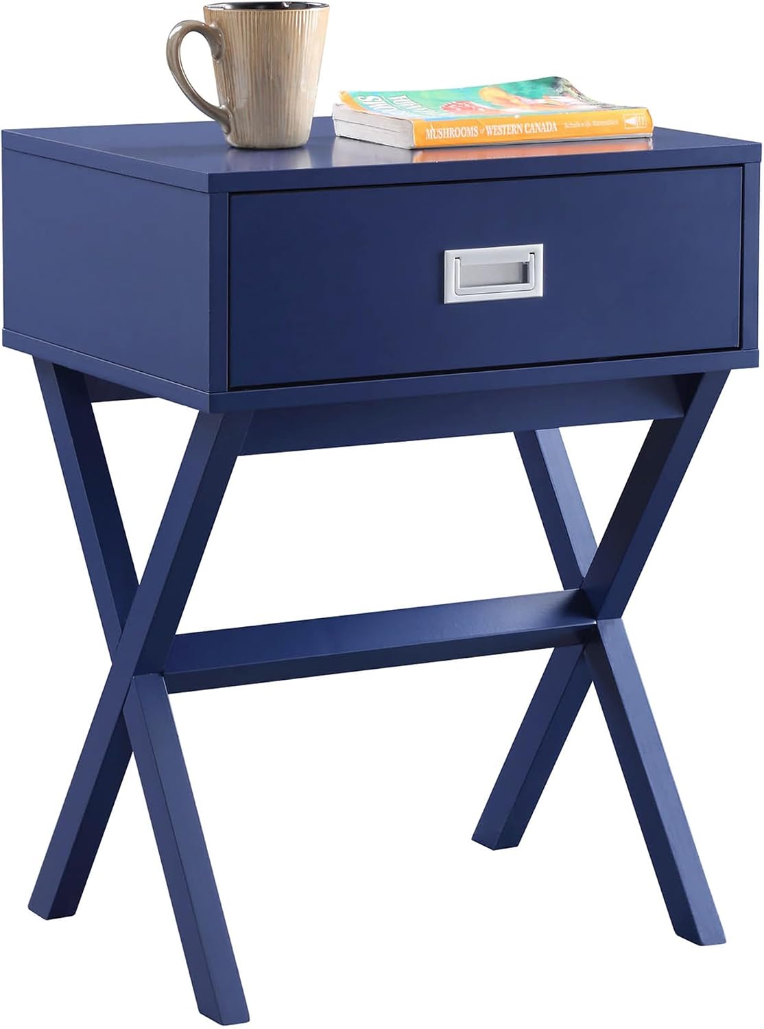Convenience Concepts Designs2Go Landon End Table 19" - Modern Side Accent with Storage Drawer for Transitional, Contemporary Living & Family Room, Cobalt Blue