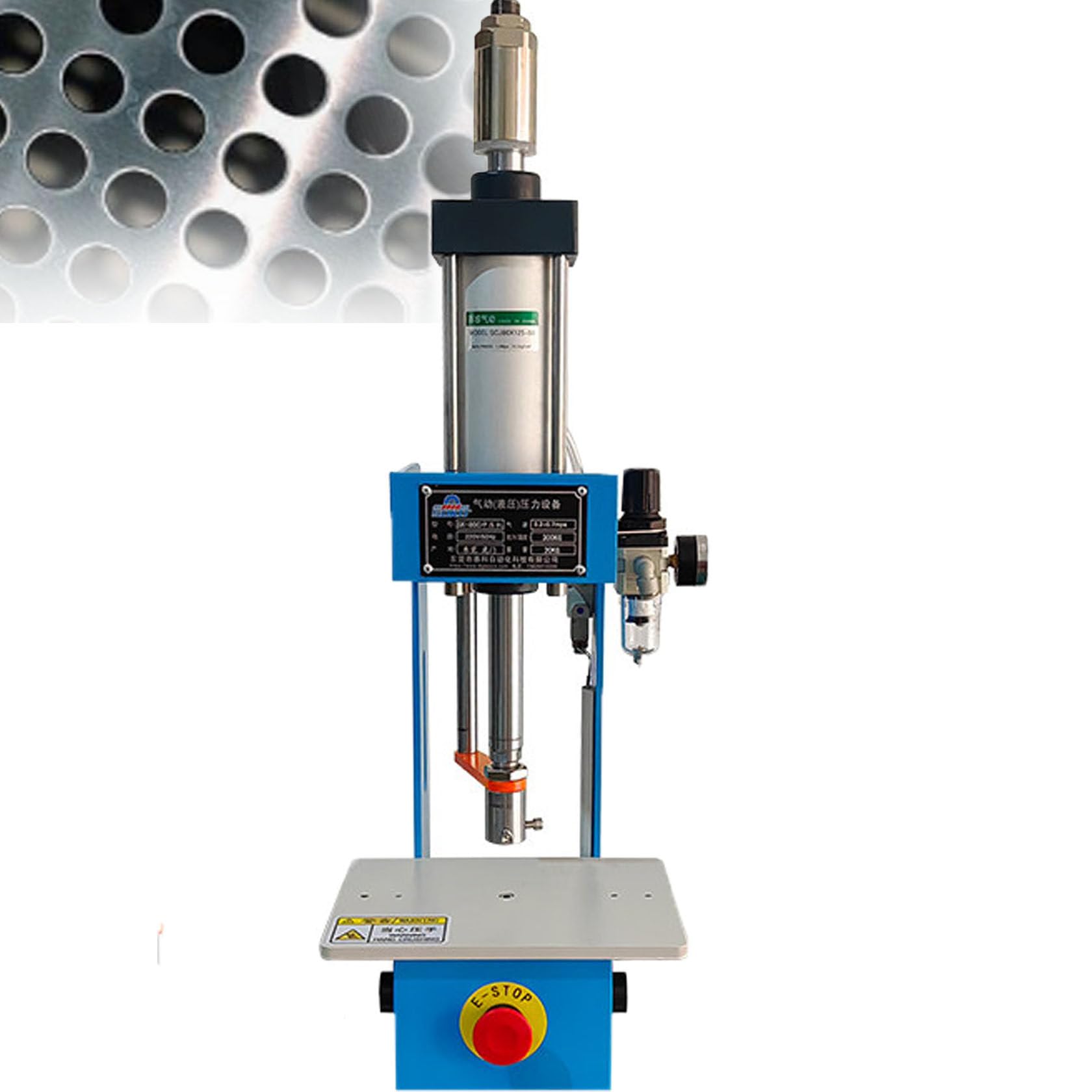 HUMNZR Pneumatic Punching Machine Tabletop, Press Pneumatic Press Machine, 0.63" Die Hole,0.4-0.7mpa, For Precision Bearing Press Plastic Molding & Electronic Assembly Coperation Pressure 300kg