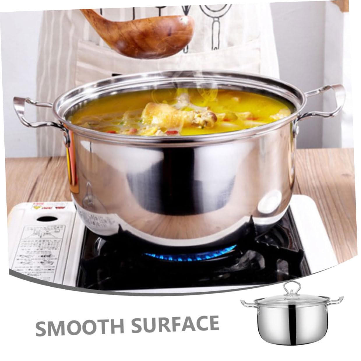 TOYANDONA Marmite Antiadhésive en Acier Inoxydable Argenté, Fond Épais pour Cuisson Uniforme, Compatible Cuisinière à Gaz et Induction, Équipement la Cuisine pour Pot de Nouilles