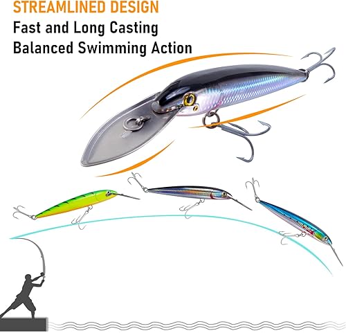 Miniatura 3 de Dr.Fish Minnow Jerkbait - Señuelos de pesca de agua salada de 13-20 pies, 7.5 pulgadas, anzuelos agudos VMC para pesca, señuelos duros para lápices,