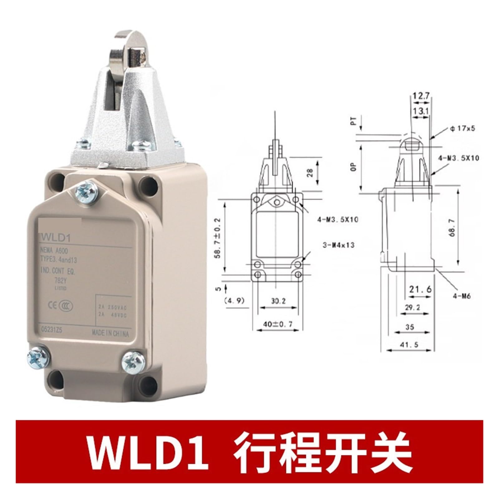Interruptor fin carrera impermeable brazo giratorio microinterruptor WLCA
