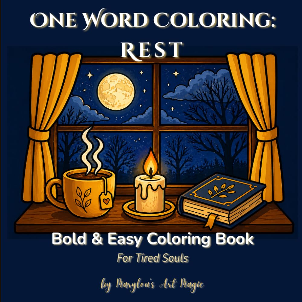 One Word Coloring: Rest: Bold & Easy Stress Relief Coloring for Adults — 50 Simple Pages for Burnout Recovery and Calm for Tired Souls