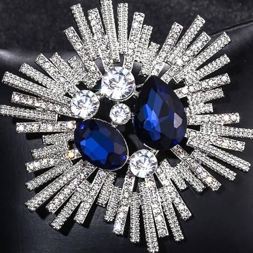 Image of Rhinestone Snowflake Brooch Pin for Women Sparkly Flower Corsage Lapel Pin Vintage Floral Suit Jacket Brooch Pin Jewelry for Women Men Birthday Gifts