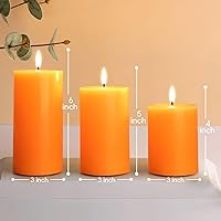 Vista 6 de Eywamage Velas de pilar sin llama de otoño naranja con control remoto, velas LED parpadeantes de cera de Acción de Gracias, funciona