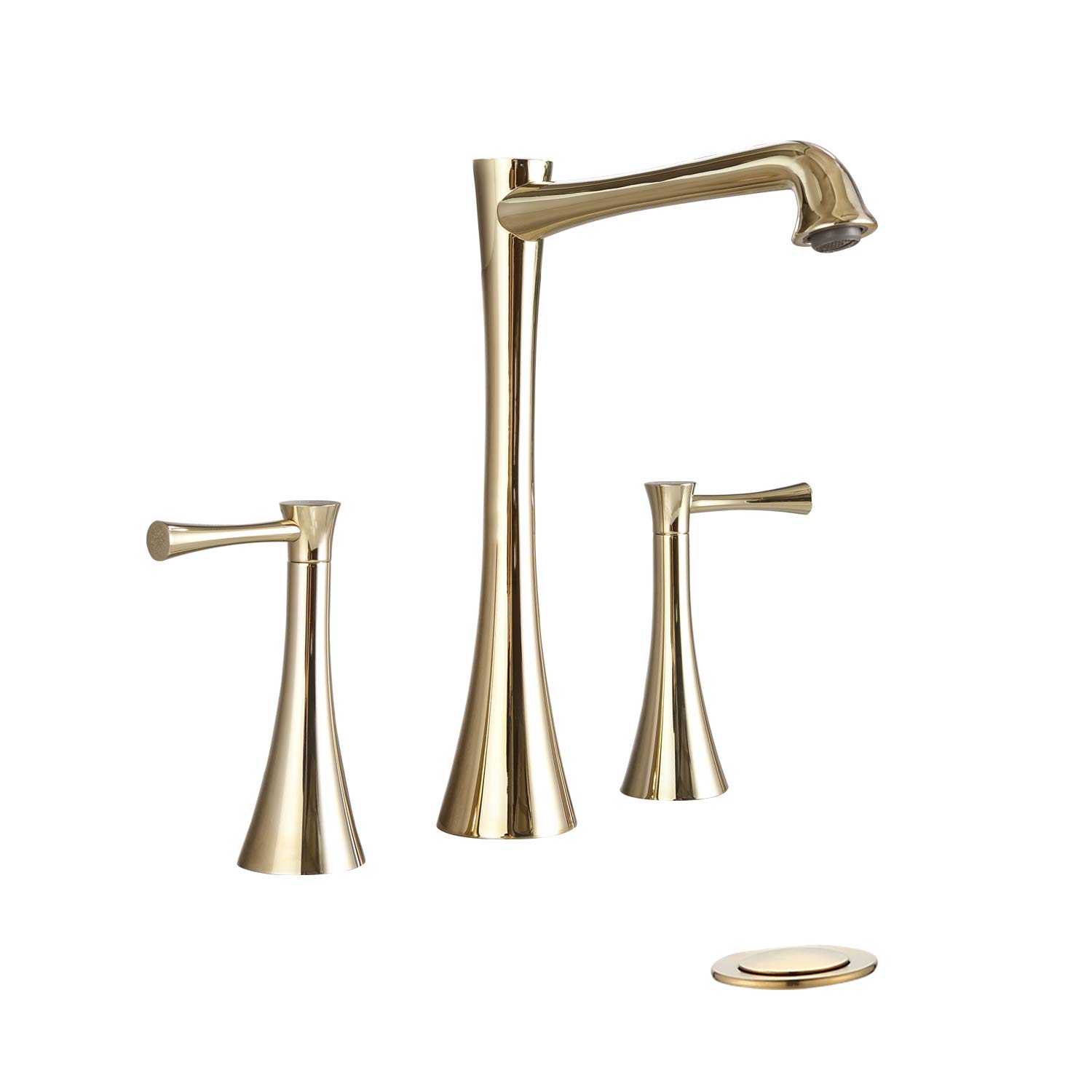 3-Hole 2-Handle Bathroom Faucet with Pop-up Drain and Faucet Supply Hose, 8-inch Bathroom Faucet. (Champagne Gold)