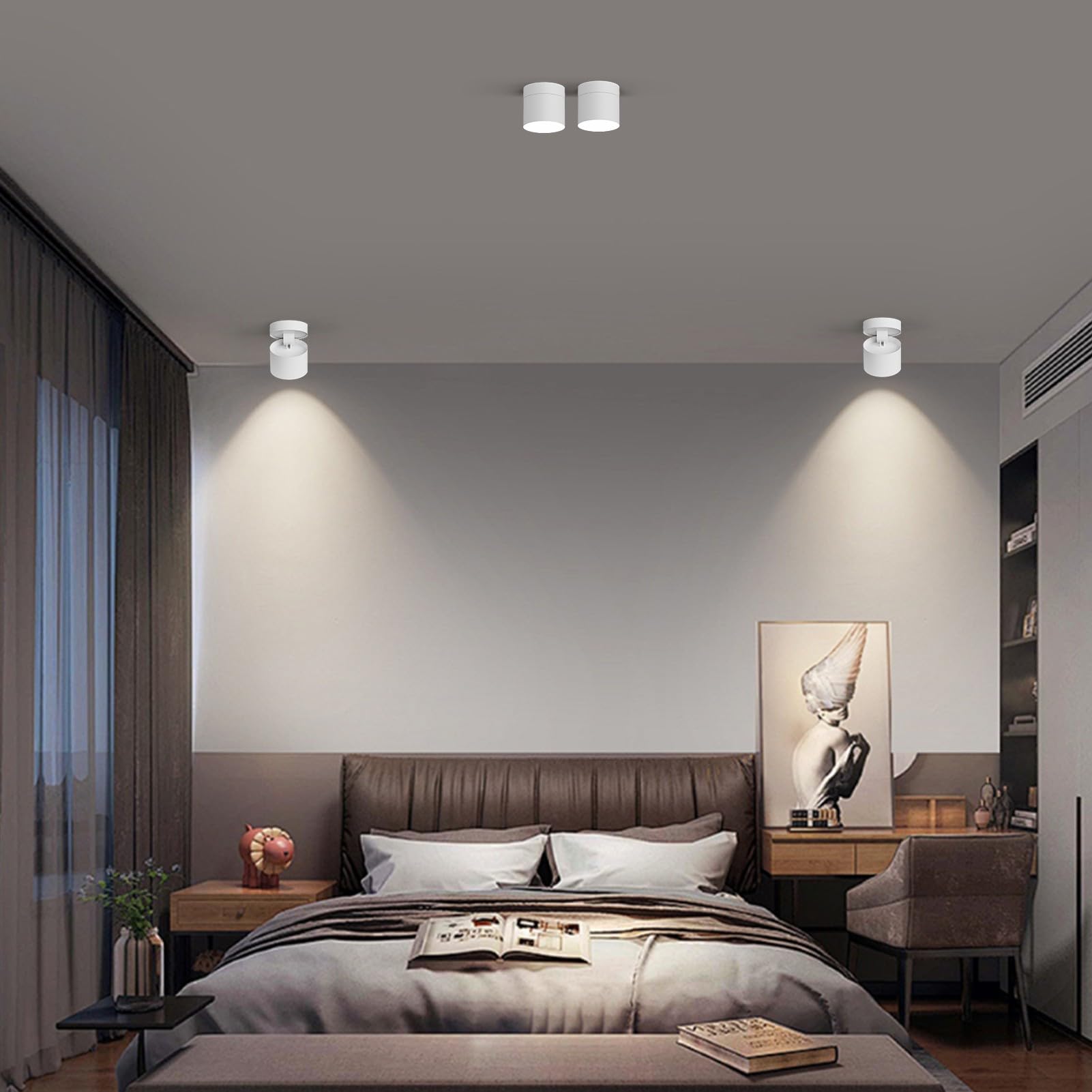 Klighten 2 Pezzi Faretti da Soffitto Orientabili, Attacco GX53, Faretto da Cilindro in Alluminio, Rotondo Faretto Superficie Moderna, 81 x 79 mm, Lampadina non Inclusa, Bianco
