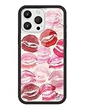 Wildflower Cases - Compatible with iPhone 16 Pro Max | Protective Black Bumper, 6.5ft Drop Test Certified, Women Owned Small Business | Aesthetic Kisses Lipstick Pink Trendy | Collab - Kensington