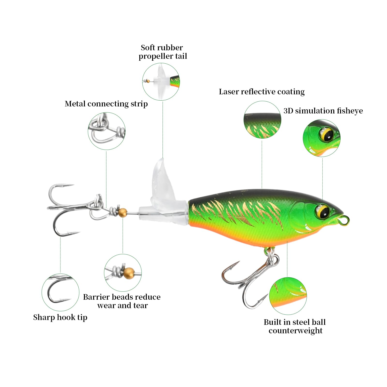 Paradox Fishing set di 3 esche per pesce persico, pesce persico, luccio, pesce persico (argento