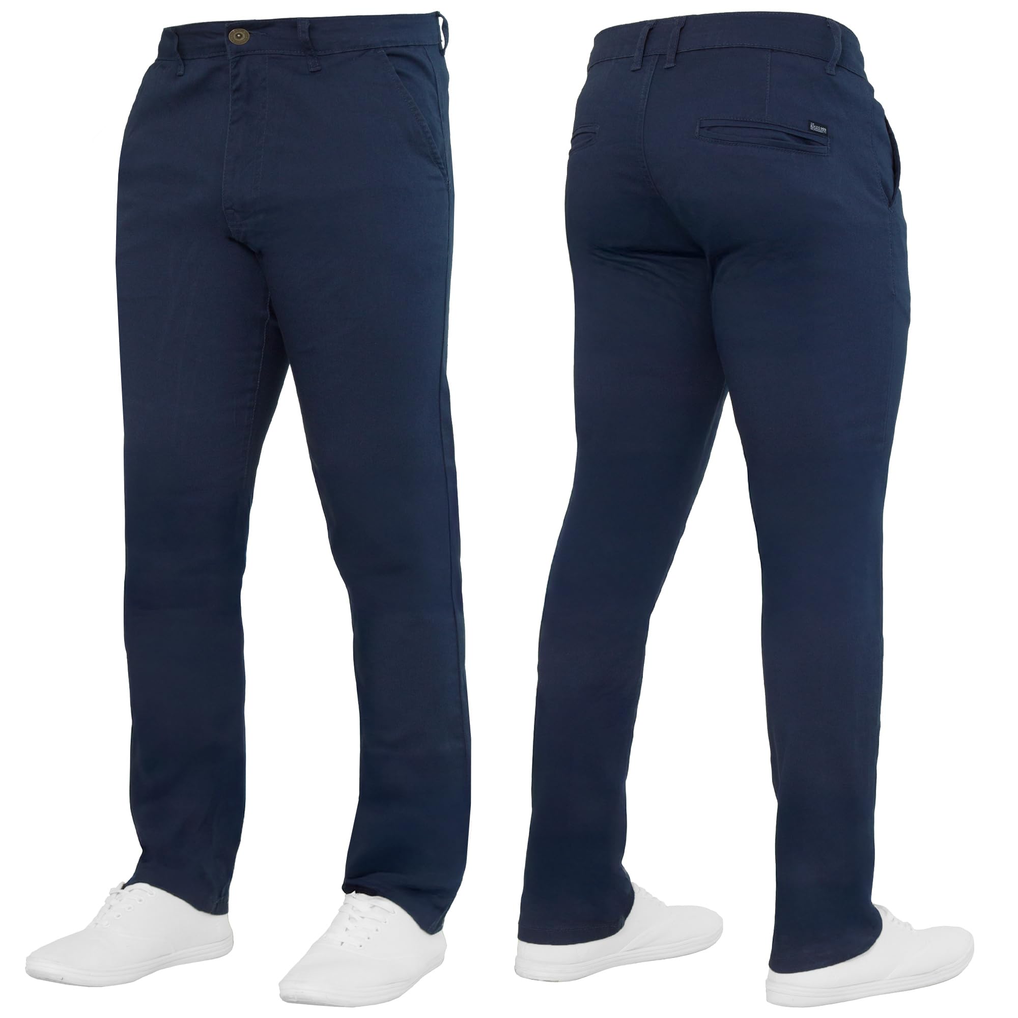 989Zé Enzo Men's Navy Stretch Chino Slim Fit Leg Jeans Trousers Pants By Raw Denim Ez348 28W / 30L