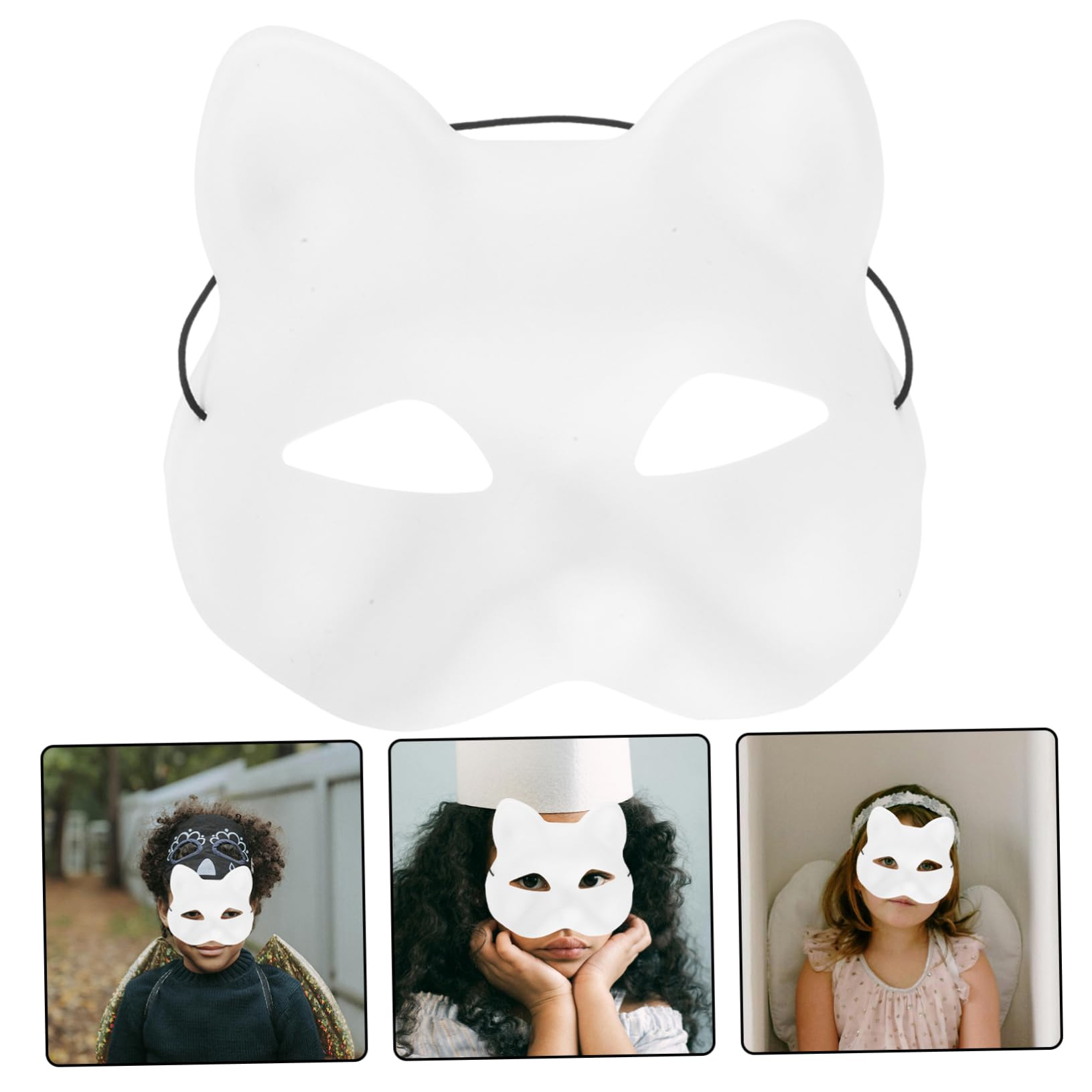 GARVALON 1 Set DIY Unpainted Blank Masquerade Masks for Cosplay Parties Crafting Create Unique White Cat Masks for Halloween Birthdays and Carnival Fun
