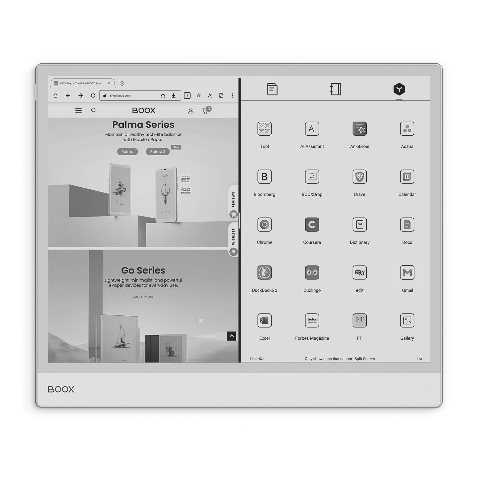 BOOX Tablet Note Max 13,3" Notatnik B/W 300 ppi 128 GB Android 13 E-Ink WiFi BT (bez światła przedniego)
