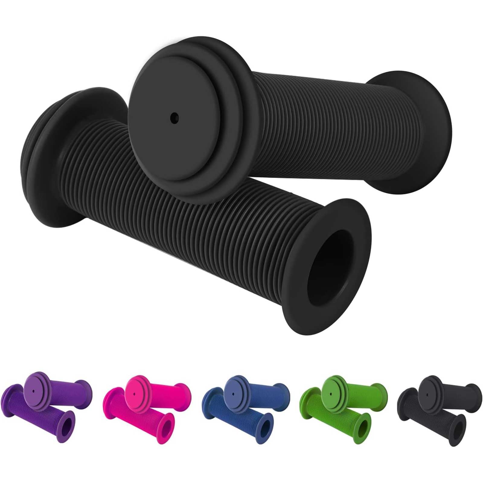 Soft Non-Slip Bike Grips -Universal Kids Bike Grips for Boys and Girls, Black, 22mm x 100mm