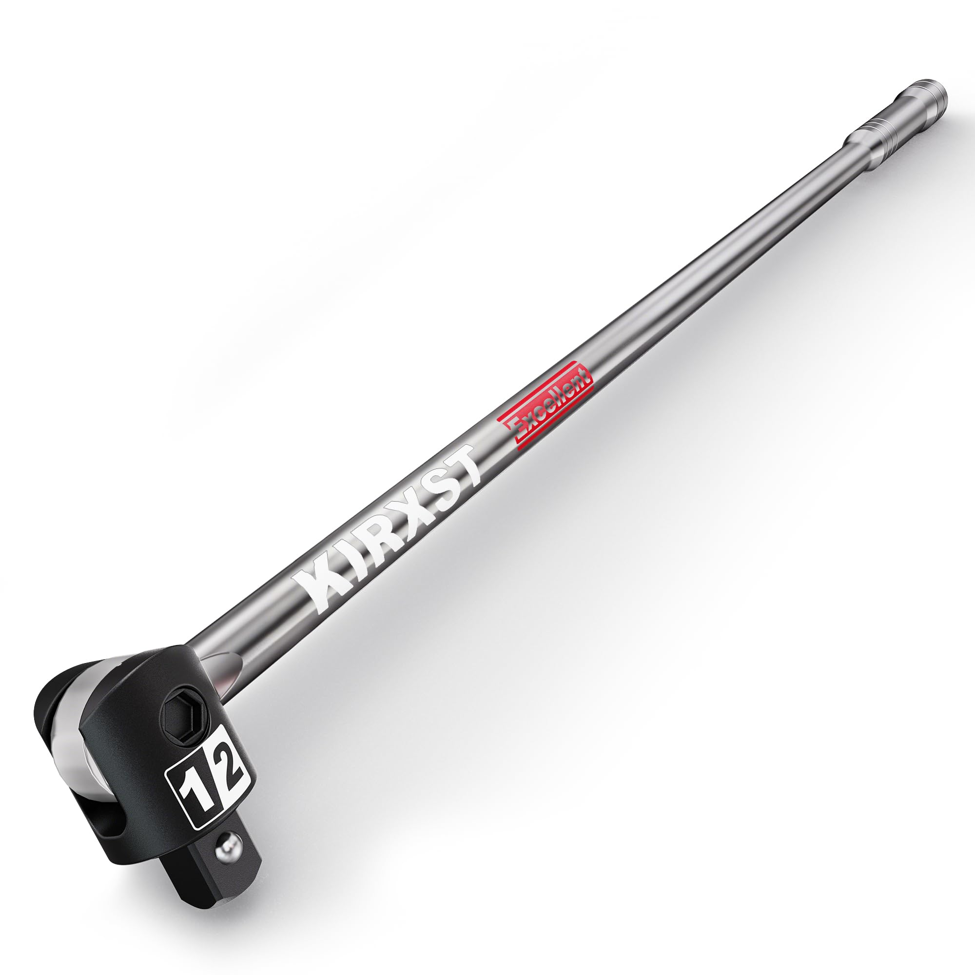 25-Inch 1/2” Drive Breaker Bar, 250° Rotatable Head, Heavy Duty Extension Breaker Bar, Ball Lock Function, Laser Marking, Mechanical Work, Automobile and Motorcycle Maintenance and Repair