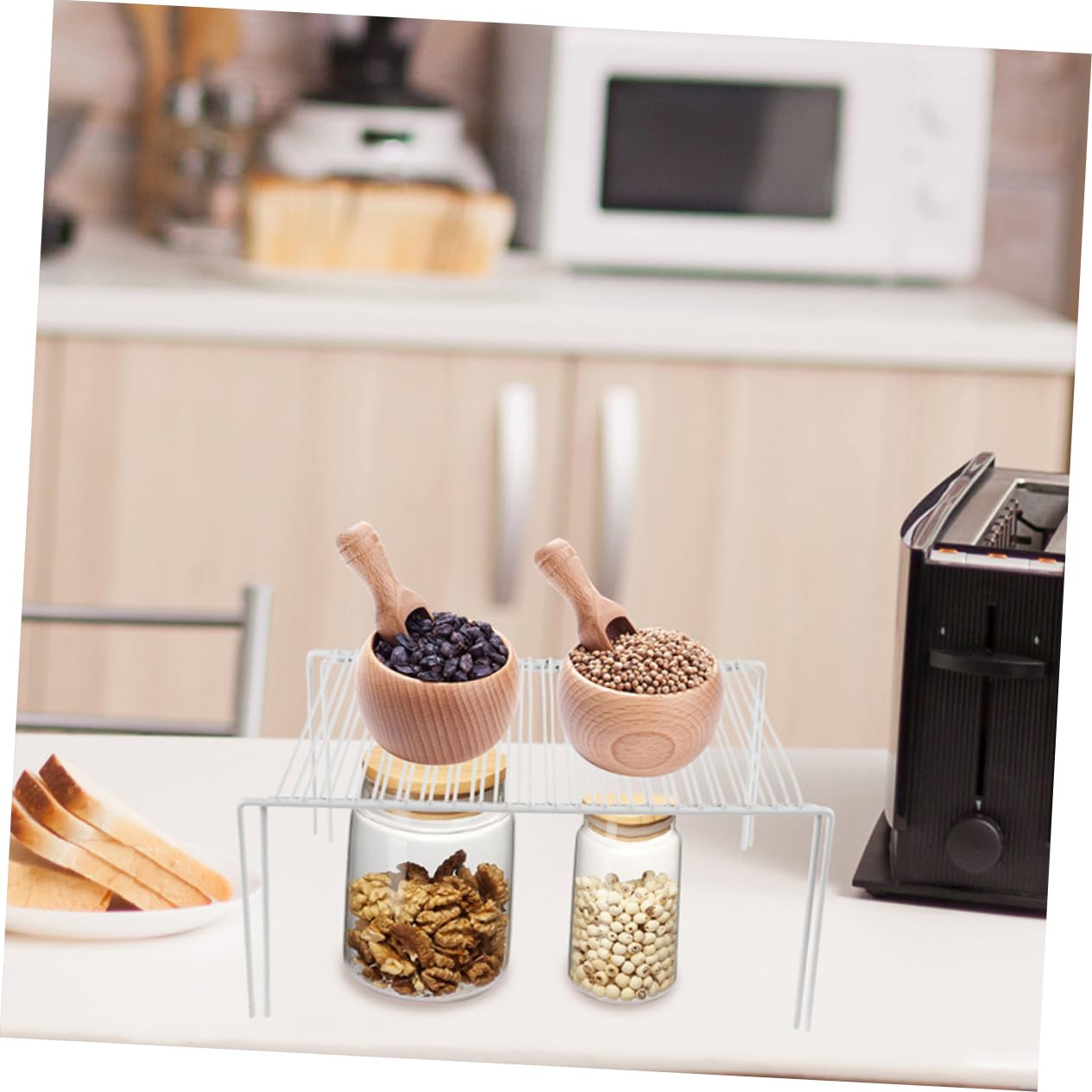 Alipis Organizer Cucina Allungabile in Metallo Bianco per Armadio | Ripiano Superficie Estensibile, Portata Elevata e Struttura Anti-deformazione, Stile Moderno Pulito
