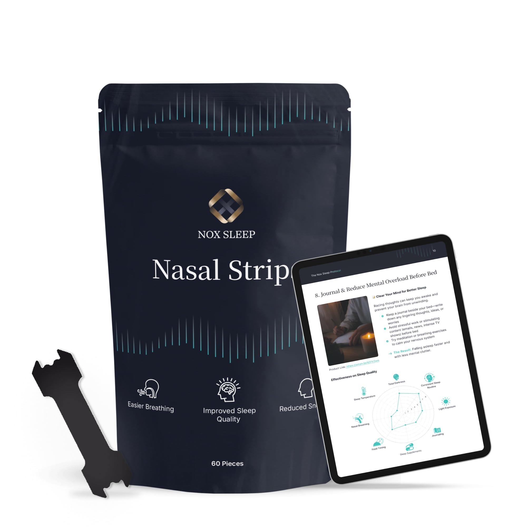 Nasal Strips for Snoring – Extra Strength Nose Strips for Breathing & Better Sleep | Comfortable Nasal Strips for Men & Women | Nighttime Nasal
