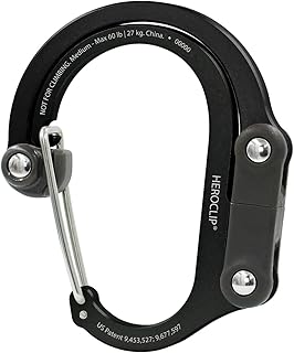 HEROCLIP Medium - Moschettone Multiuso - Moschettone Girevole in Alluminio con Gancio - Appendi Borsa, Zaino, Moschettone Portachiavi e Multifunzione per Campeggio, Pesca, Trekking o Viaggio