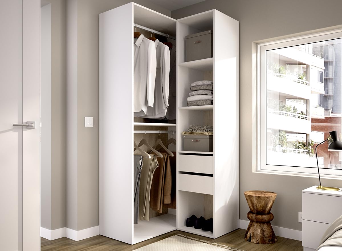 DEKIT Grupo RIMOBEL-Conjunto Armario-VESTIDOR Rincon con Trasera Reversible