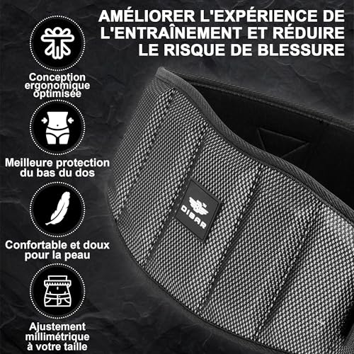 DIBAR Ceinture musculation homme et femme Ceinture de force musculation, fitness, powerlifting, deadlift, crossfit Augmente l'intensité, la sécurité et le confort. Ceinture lombaire – Image 5