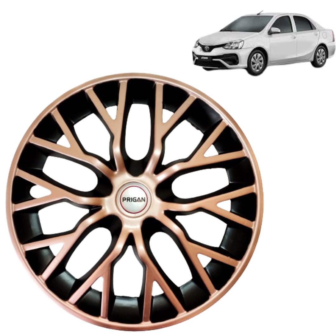 PRIGAN ETIOS Liva Copper Black Wheel Cover 14" for -Etios Liva (Set of 4 Pcs) (Press Fitting) Model- Phantom Copper 14