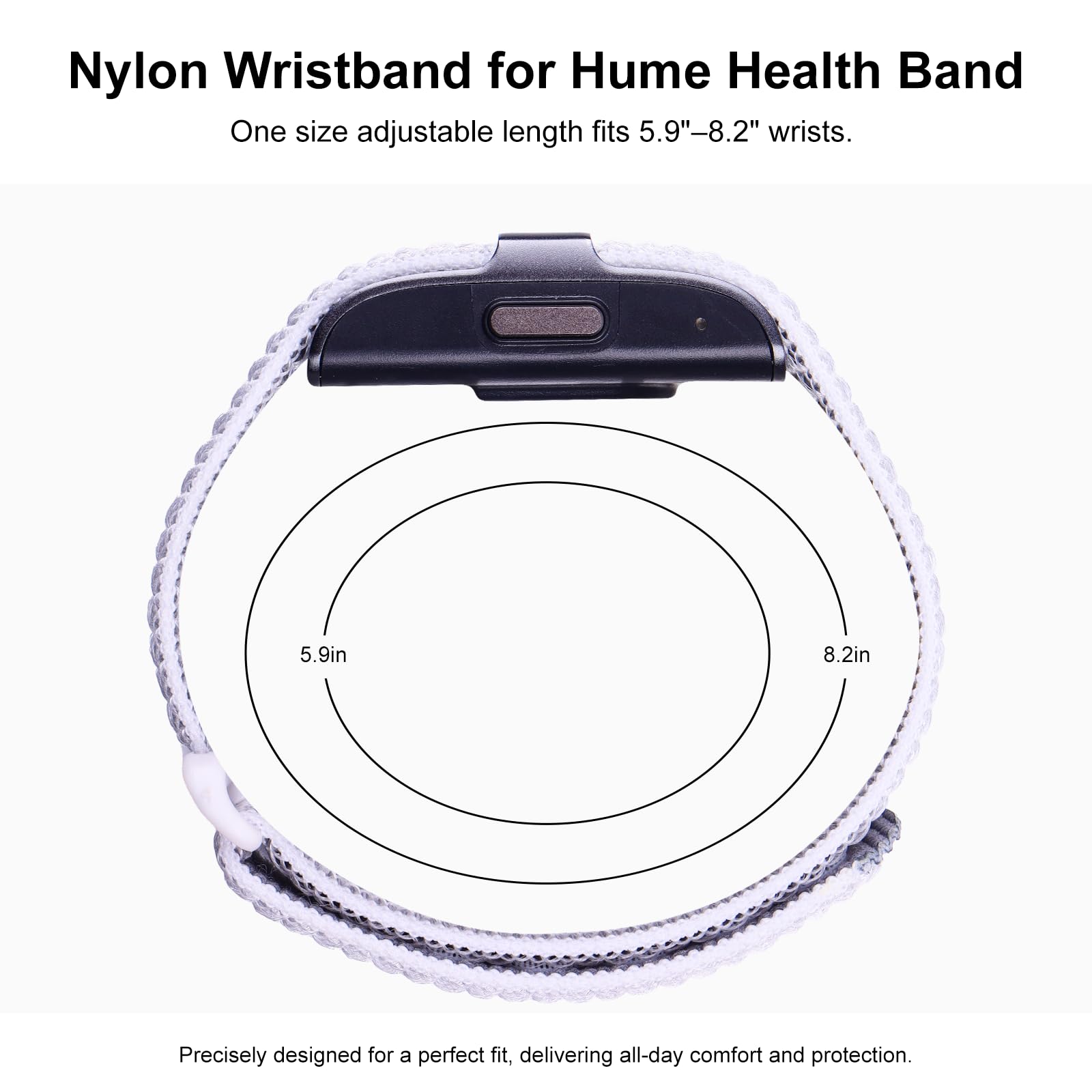 ZOOROO 3-Pack Nylon Loop Sport Replacement Bands Compatible with Hume Health Band, Soft Breathable Adjustable Wrist Band for Hume Band Replacement Strap Wristband for Fitness Tracker Women Men — view 4