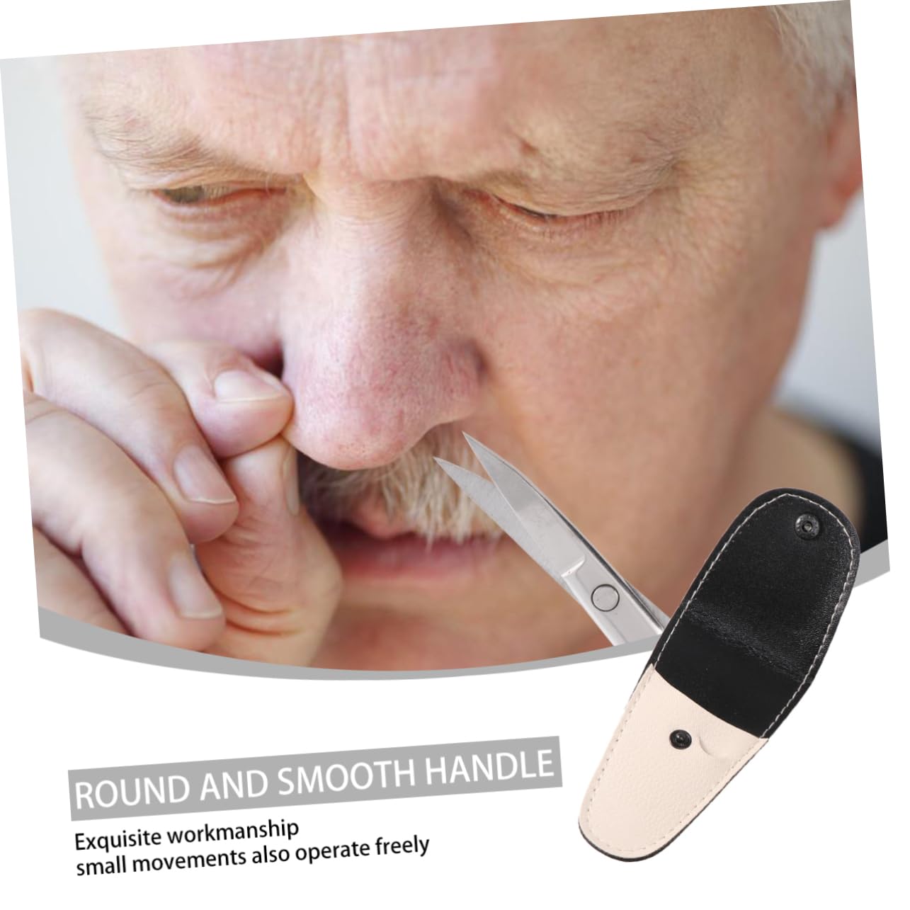 minkissy 12pezzi Forbici Per Barba e Ritocco Naso Acciaio Inossidabile Include Forbici Punta e Rotonde Custodia Pelle Bianca e Piccolo Pettine Kit Professionale Per Toelettatura Uomo