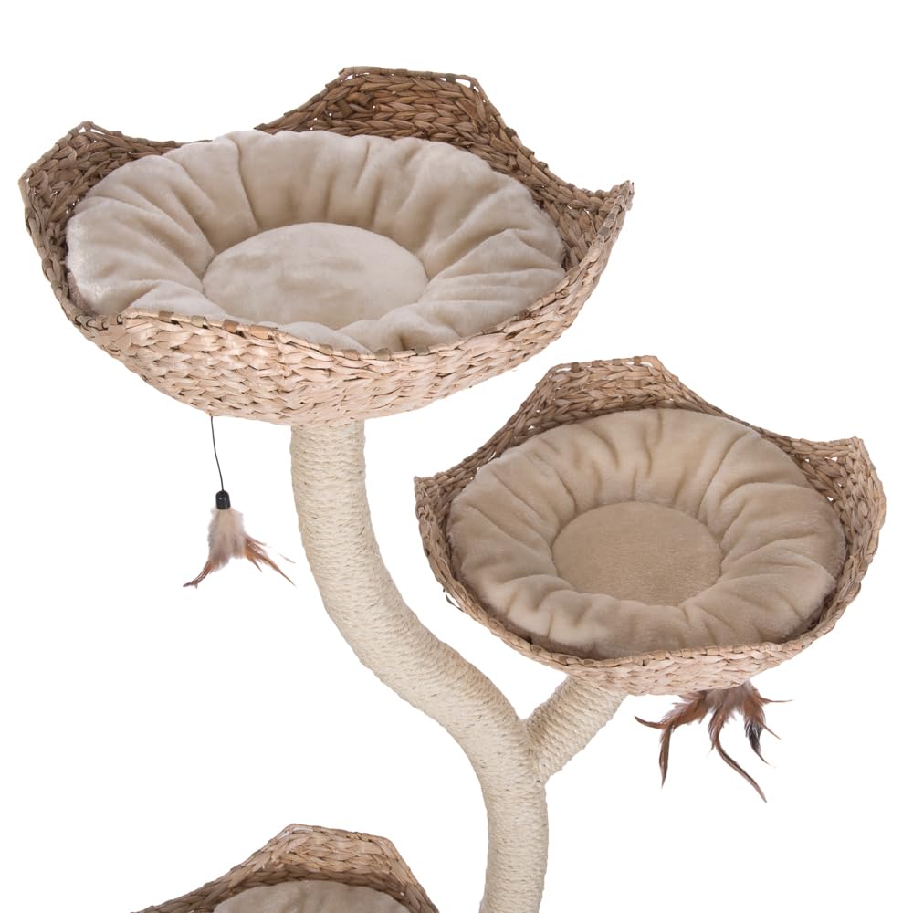 zooplus Kratzbaum Cat´s Flower XXL | 3 Schlafkörbe mit Wendekissen | inkl. Katzenspielzeug | robust und standfest | Höhe: ca. 183 cm