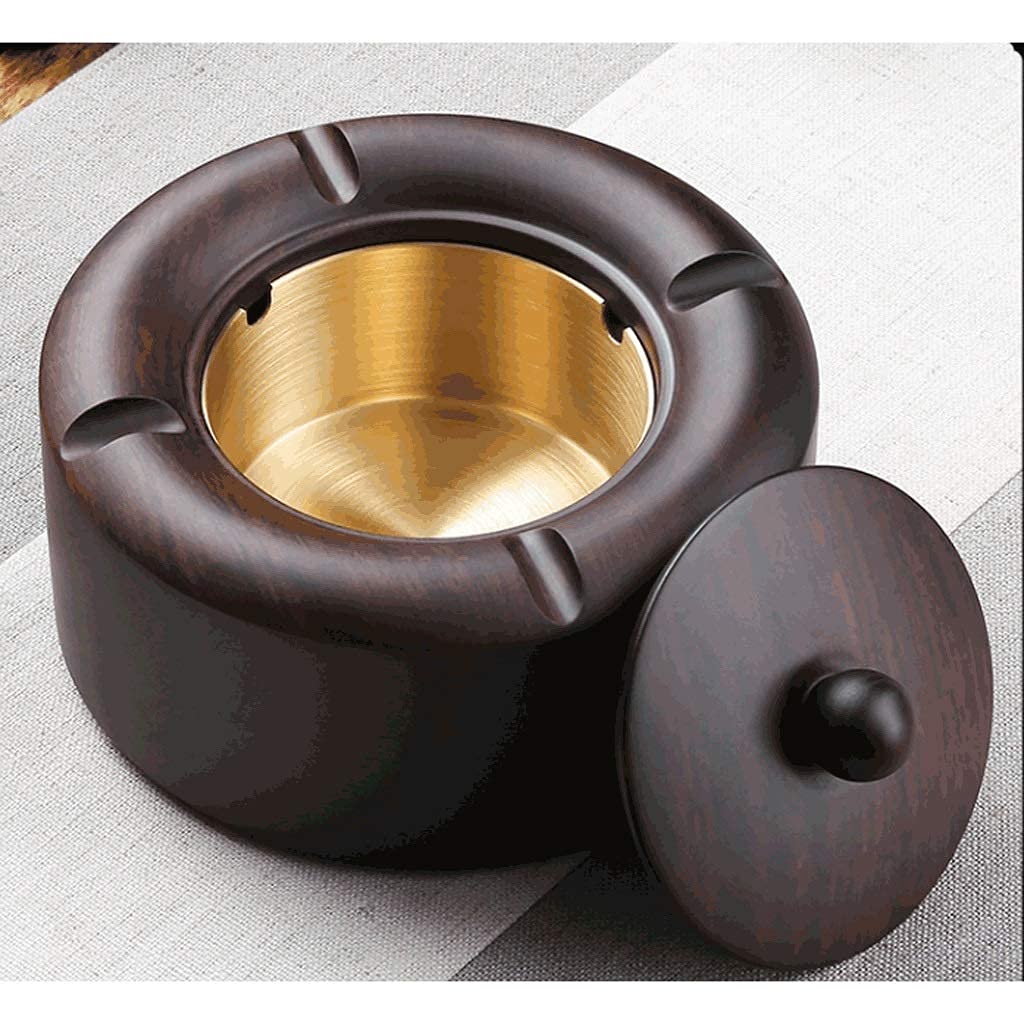 Posacenere Antivento In Legno Con Coperchio - 2 Pezzi Nero, Elegante E Pratico