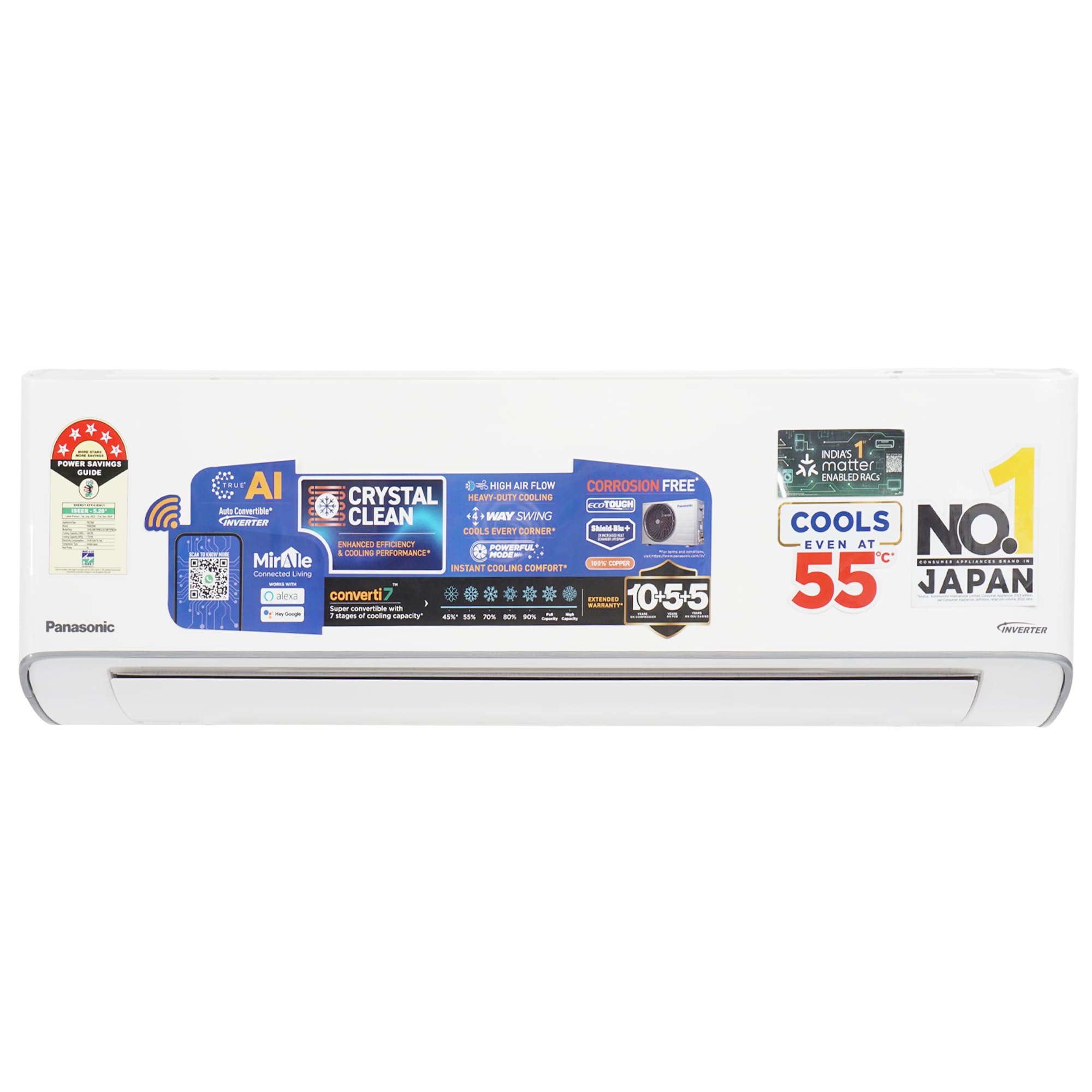 Panasonic EU 7 in 1 Convertible 1Ton 5Star Smart Inverter Split,(100%Copper Condenser, CS/CU-EU12BKY5FM),With MirAie & Matter Certified 55°Tested, High CFM & Eco tough Outdoor Crystal Clean Technology-image-45