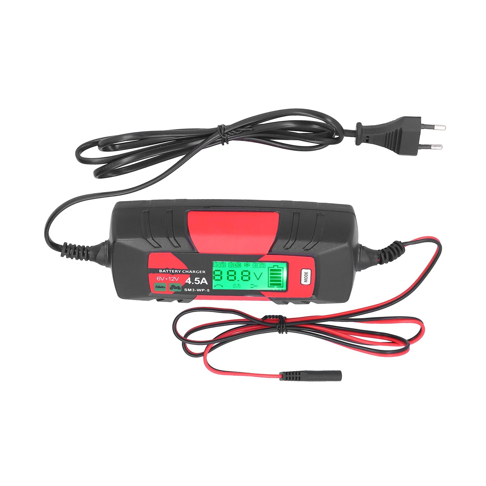 Cargador de Batería para Automóvil, Mantenedor Confiable de Baterías para Botes para Motocicletas para Cortacésped(Enchufe de la UE 220-240V)