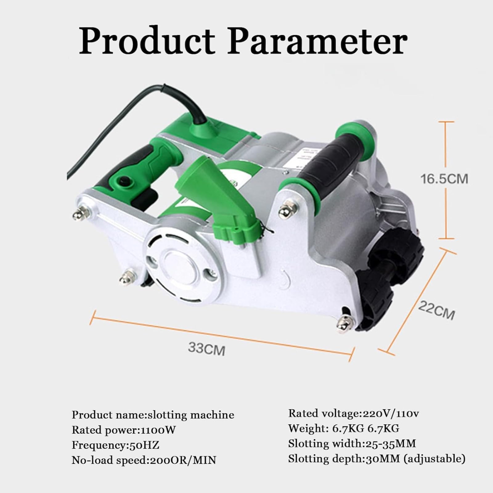 Rozadora De Pared Eléctrica De 1100 W, con Hojas De Sierra De 25 Mm Y 35 Mm, Juego De Máquina Cortadora De Ranuras para Suelos Y Paredes, para Granito, Mármol Y Hormigón.