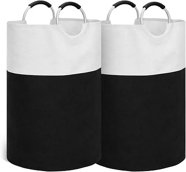 2 Pack 115L Laundry Basket, Large Laundry Hamper for Laundry, Black | with Aluminum Handles, Waterproof, Dirty Clothes Hamper, Foldable Laundry Baskets, for Laundry Room, Dorm Bathroom, Family