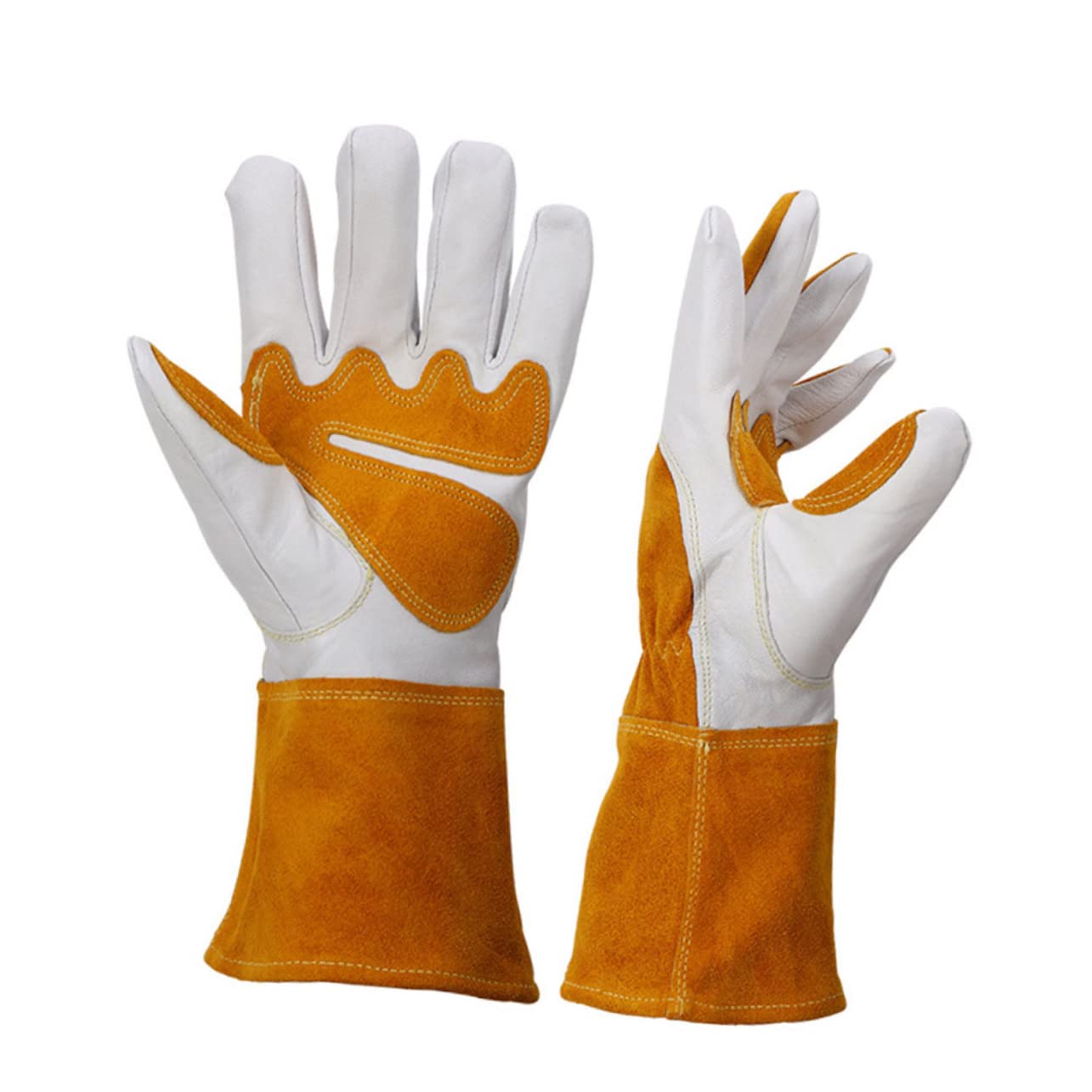 1par Guantes De Jardinería De Piel De Oveja y Vacuno Ajustables y Resistentes Protección Laboral Para Uso Exteriores Talla