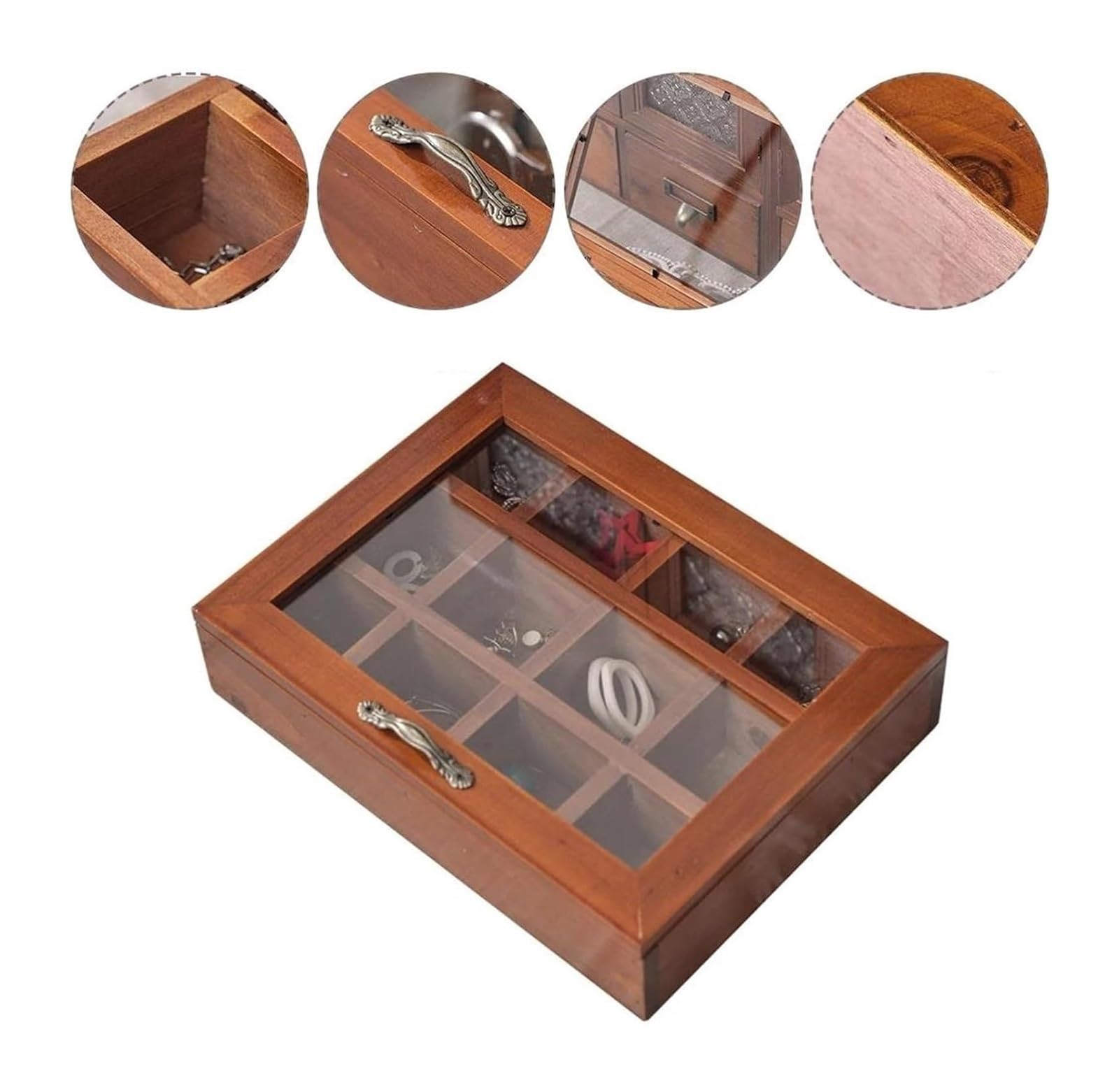 Organizer na biżuterię Vintage Ring Box Organizer Drewniane pudełko Uchwyt na pudełka ślubne Ceremonia Opakowanie prezentów Bransoletka Kolczyki Pudełka ekspozycyjne Kolczyk