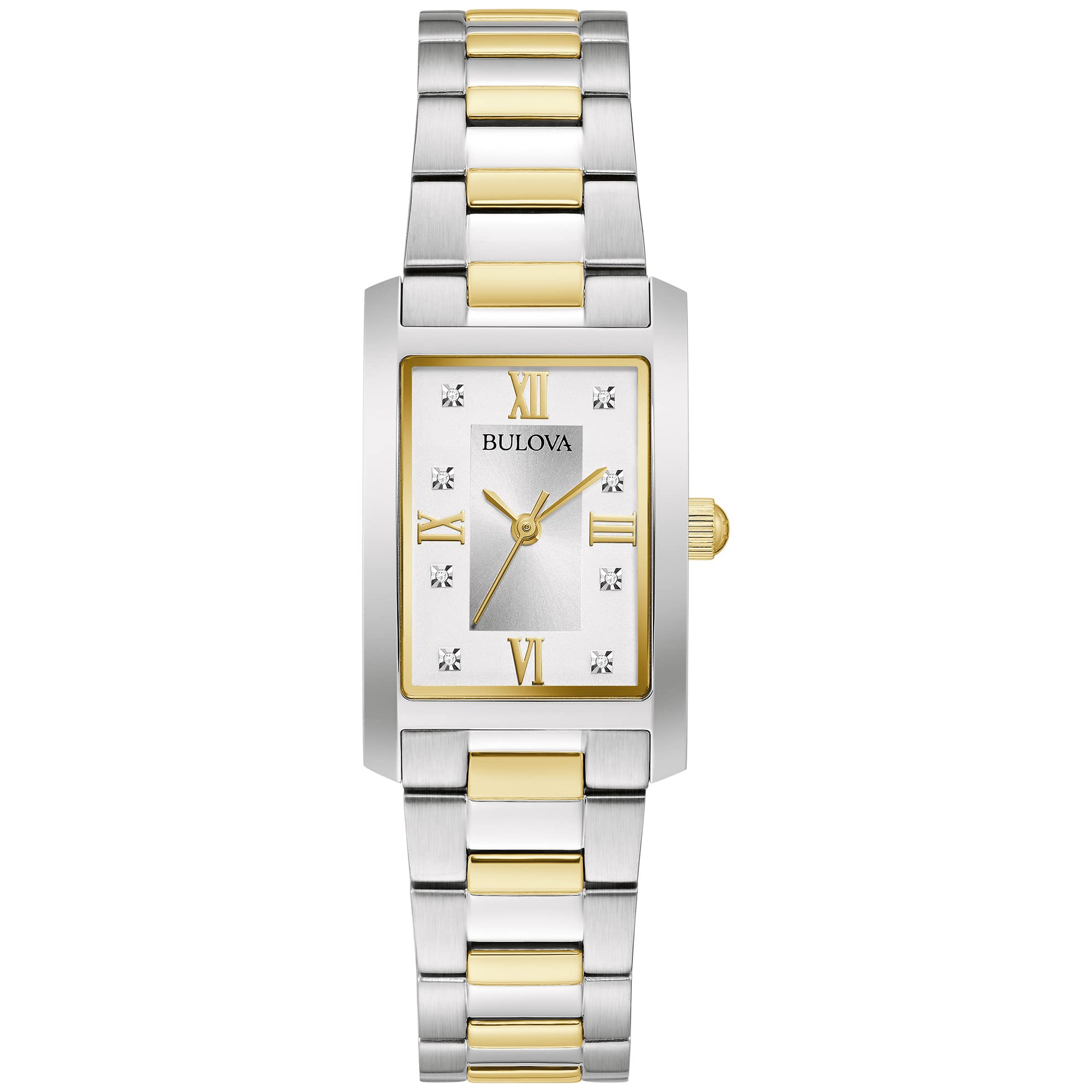 BulovaLadies' Classic Diamond Two-Tone Stainless Steel 3-Hand Quartz Watch, Rectangle