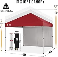 Vista 2 de CROWN SHADES Tienda de campaña comercial con toldo instantáneo comercial de 10 x 10 pulgadas con bloqueo central, tela 300D, 4 paredes laterales