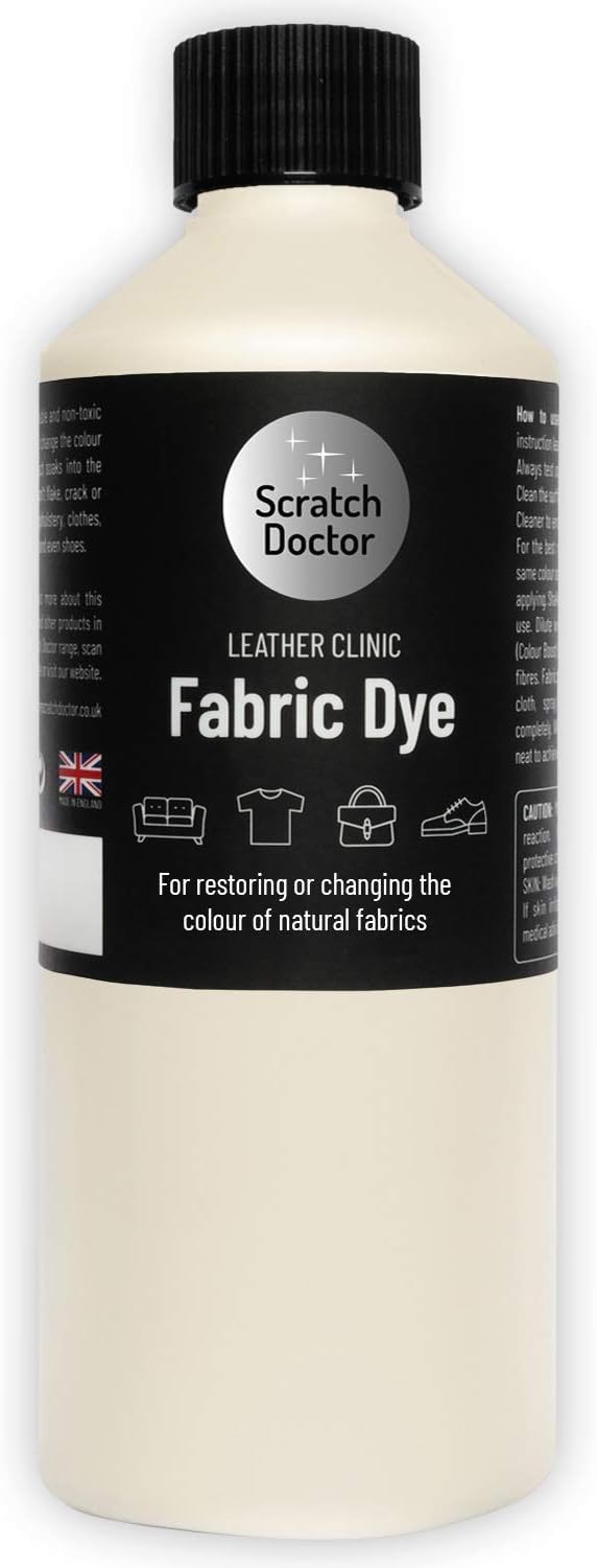 The Leather Clinic Fabric Dye Liquid for Sofa, Shoes, Denim, Clothes & more. Repairs & Re-Colours (Light Cream)