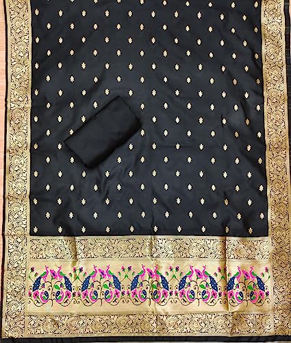 Image of Pandadi Women's Banarasi Paithani Woven Design Dress Material