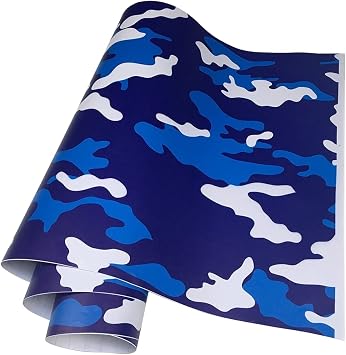 ECYC 11.81x59.06 inch Camouflage Car Vinyl Film Wrap, Camo Vinyl Car Wrap Film Automobile Sticker for Car Motorcycle Laptop Decoration,Blue White