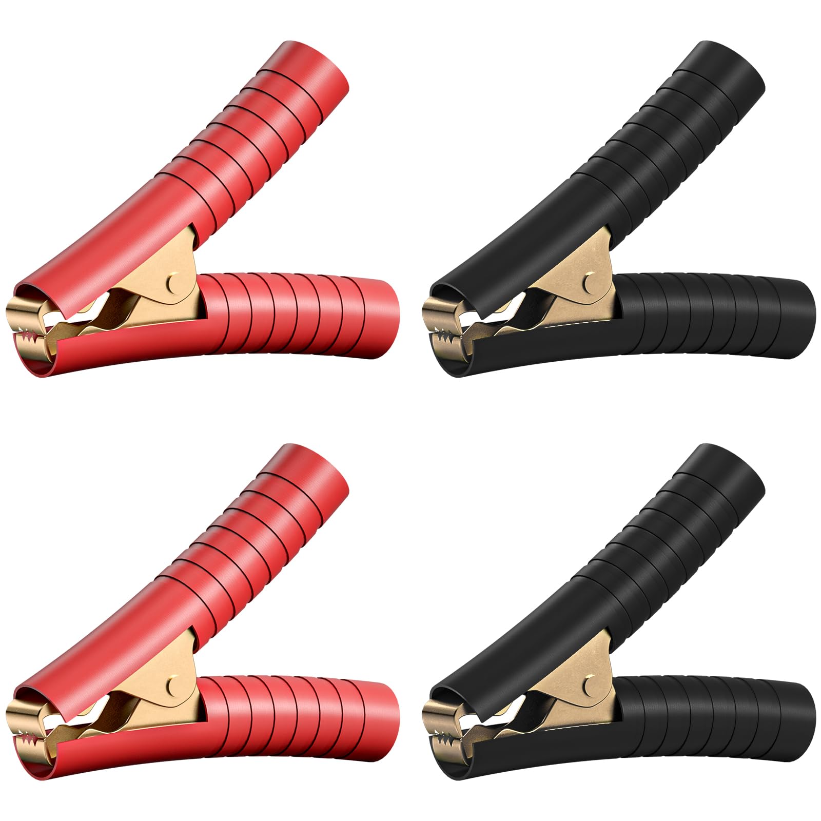 Cleqee 4PCS Heavy Duty Insulated Alligator Clips Black & Red